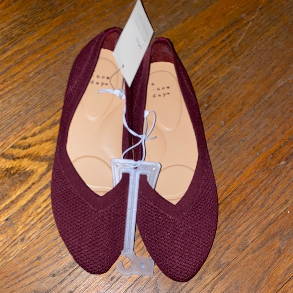 a new day Burgundy Knit Slip-On Flats